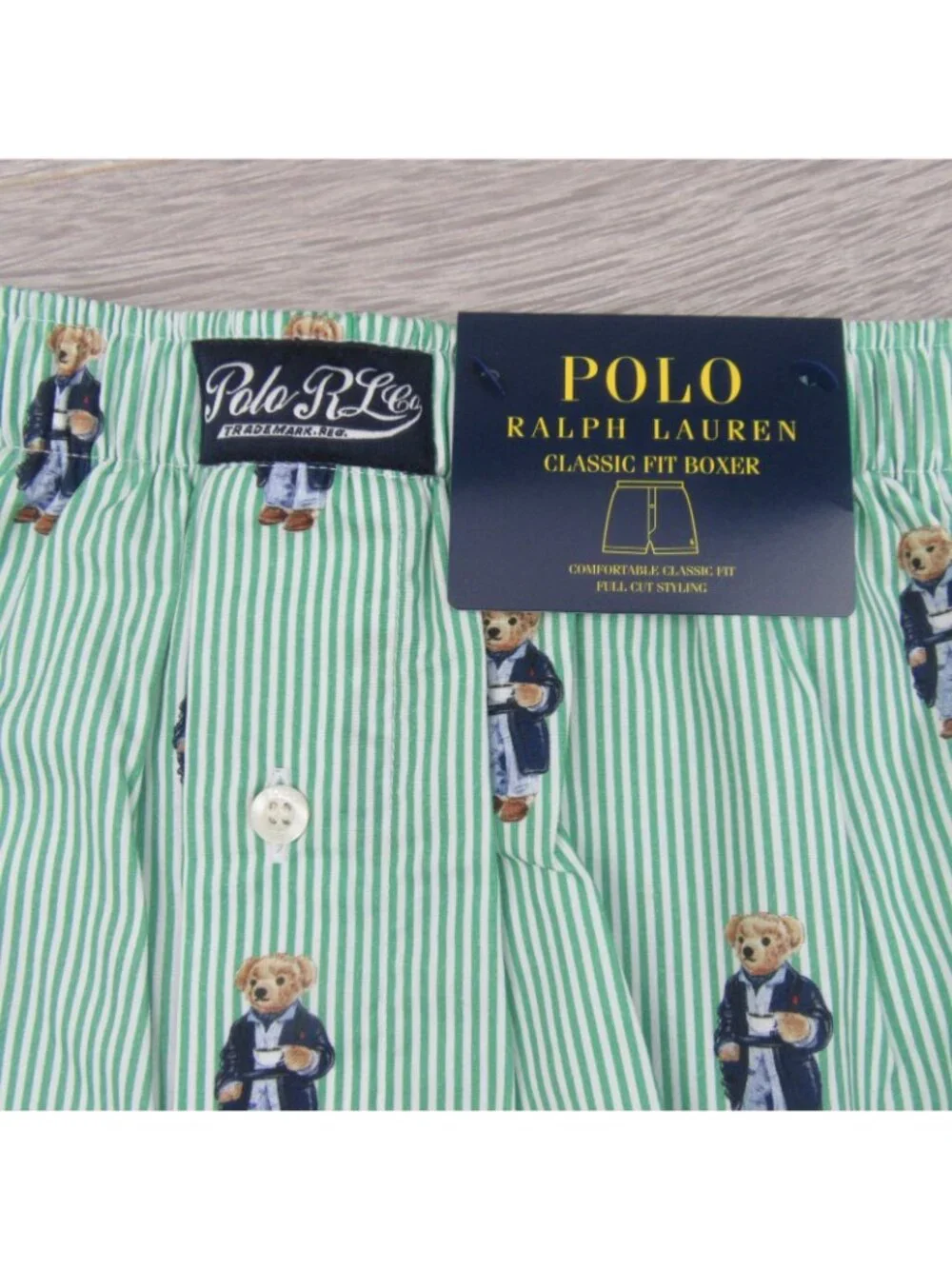 Polo Ralph Lauren Striped Morning Bear Boxer Shorts Men's Size Medium NEW